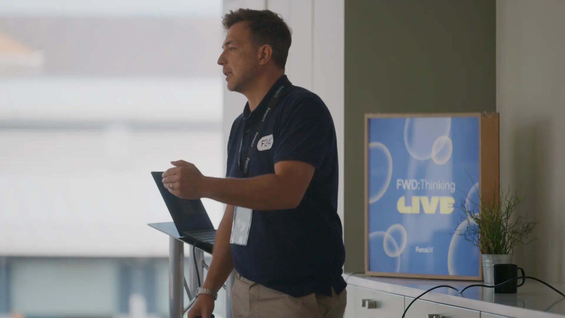 Force24 presenter speaking at a FWDT LIVE event