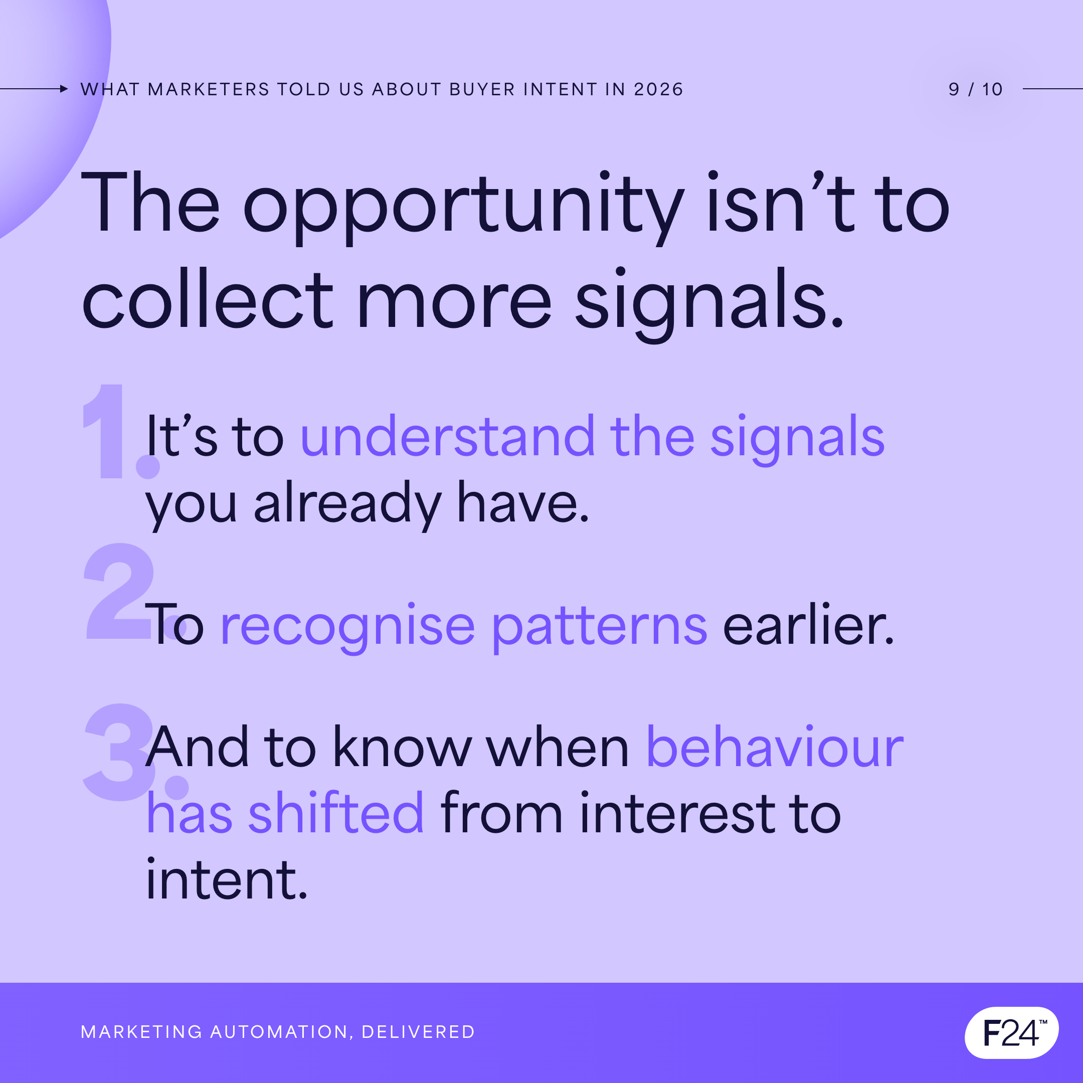 The opportunity is to understand existing signals, recognise patterns earlier and know when behaviour has shifted from interest to intent.