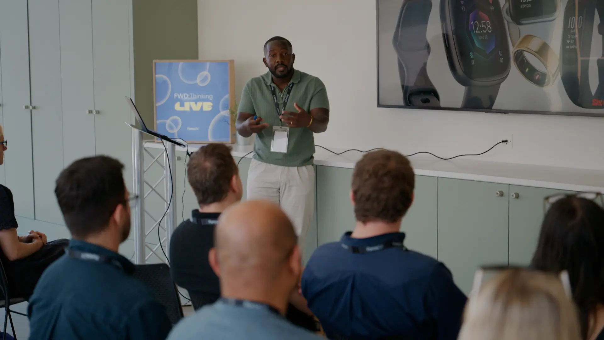 A FWDT LIVE presenter sharing ideas with an audience