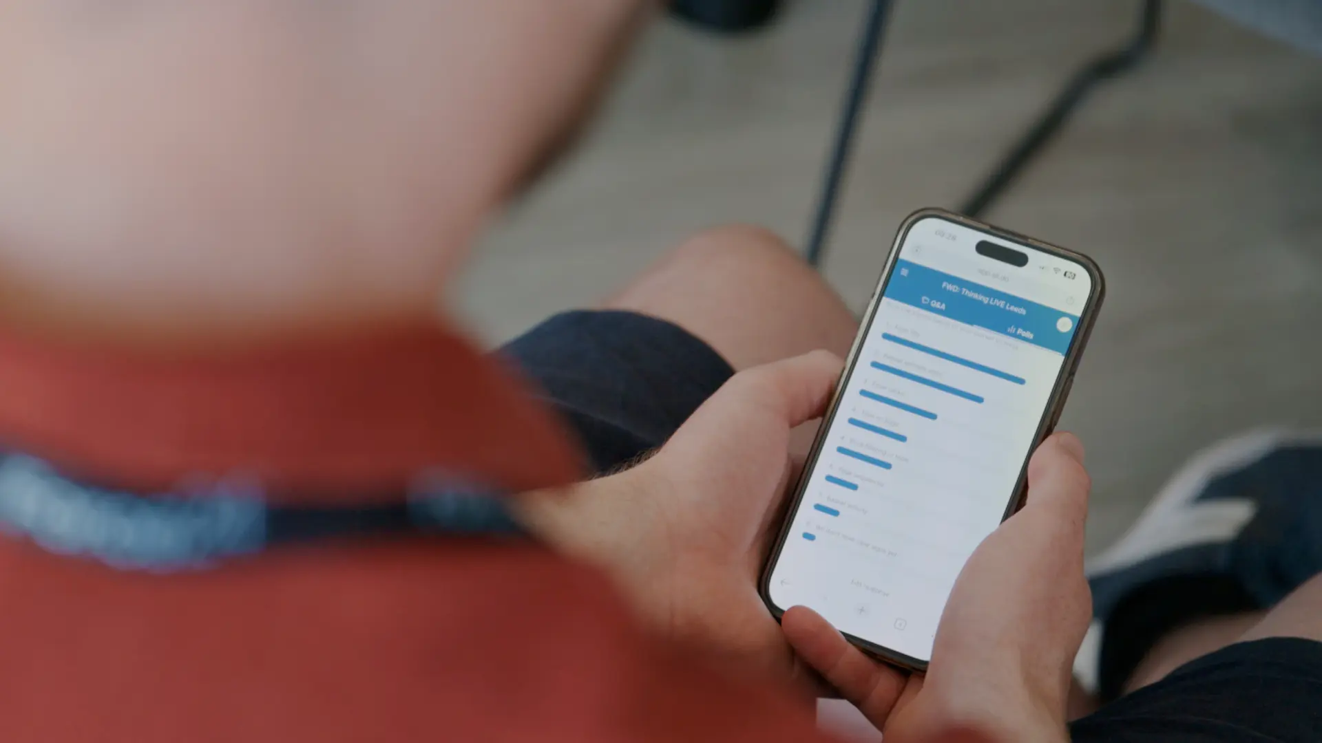 An attendee participating in a live event poll